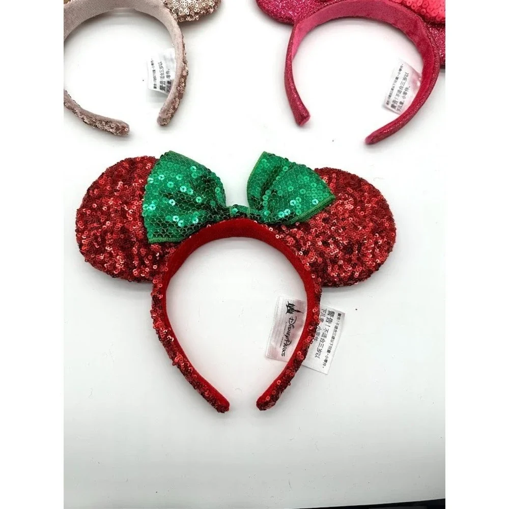 Disney Parks Minnie Mouse Ears Headband Sequin‎ Bow Lot 3 Authentic Food & Wine